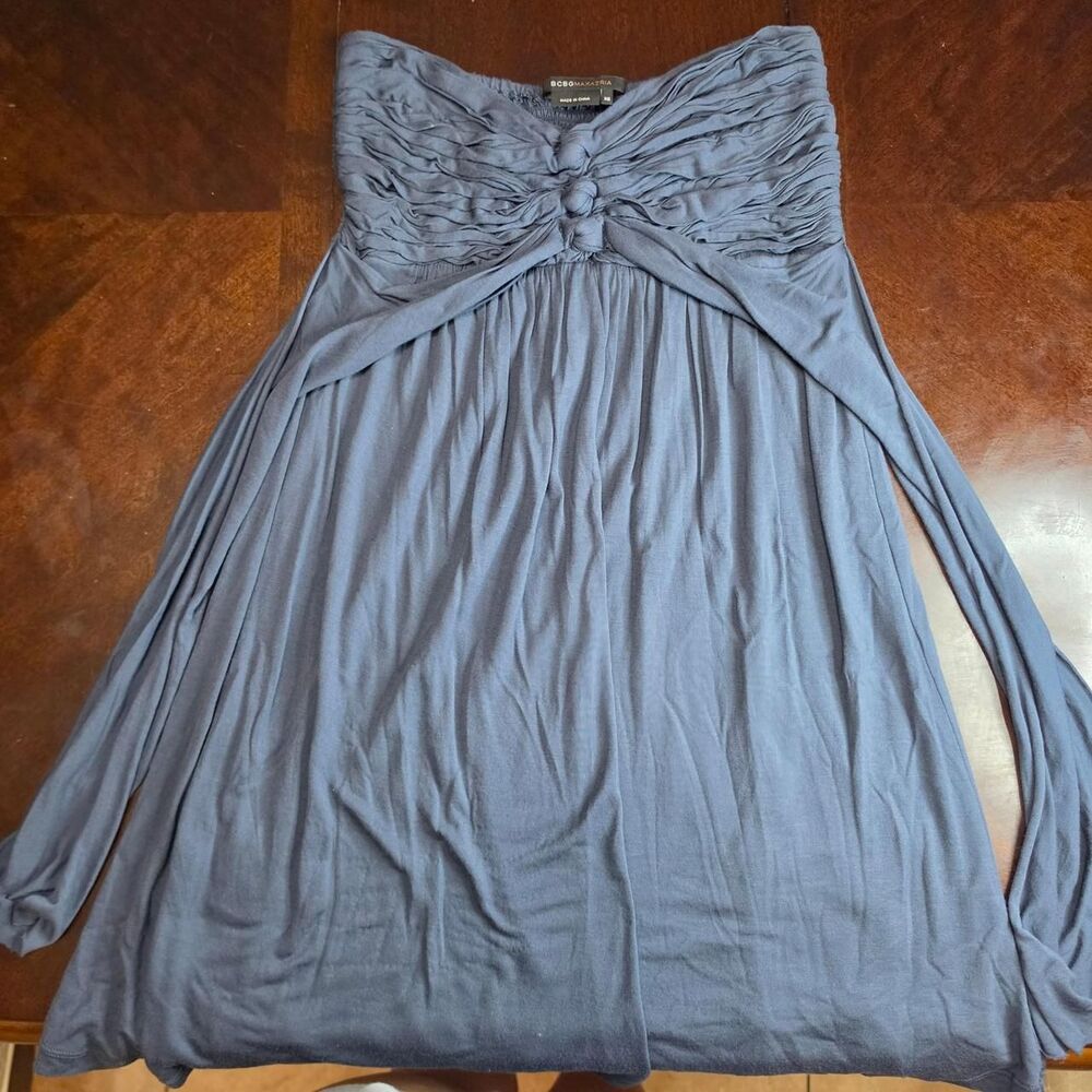 Vintage BCBG Max Azria Blue/Grey Knotted Mini Dress